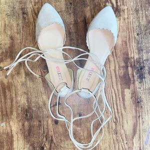 JustFab Lace Up Cream Ballerina Flats 6.5 🩰